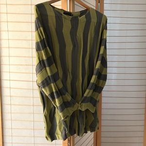 Adrianna Olive & Gray Striped Long Sleeve Tee